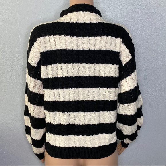 Line + Dot Anna Black Cream Striped Sweater Size M - Picture 6 of 8